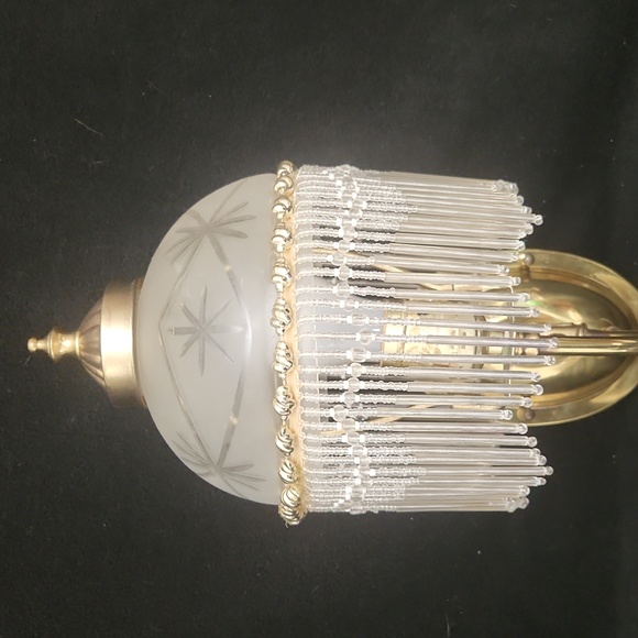 Elegant Gold Brass and White Wall Sconce Set - Picture 4 of 6